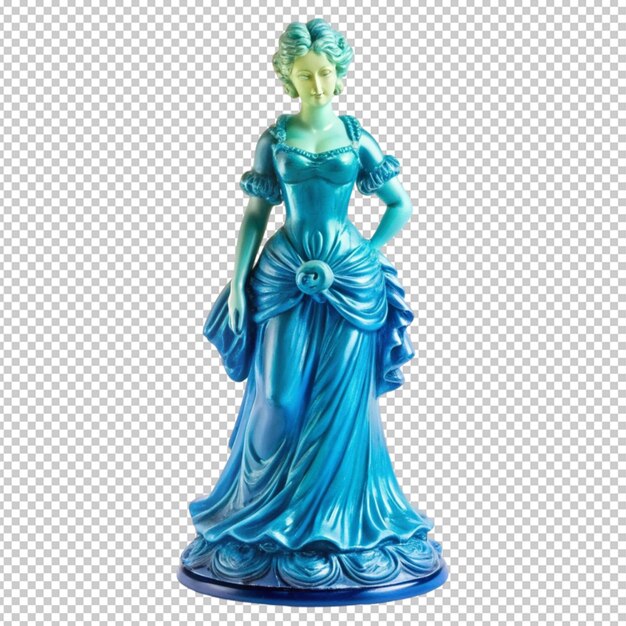 PSD lady blue glass antique statue isolated on transparent background