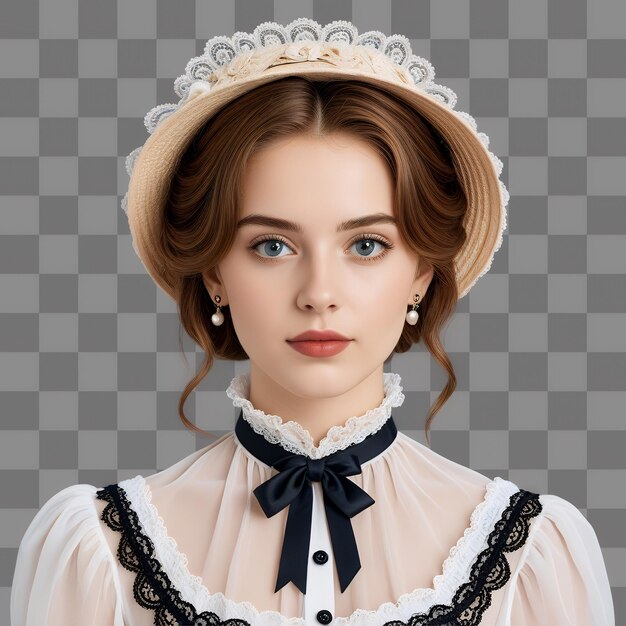 PSD lady girl in victorian style isolated on transparent background