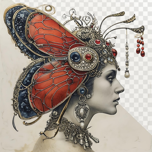 PSD ladybug brooch portrait in agostino arrivabene style