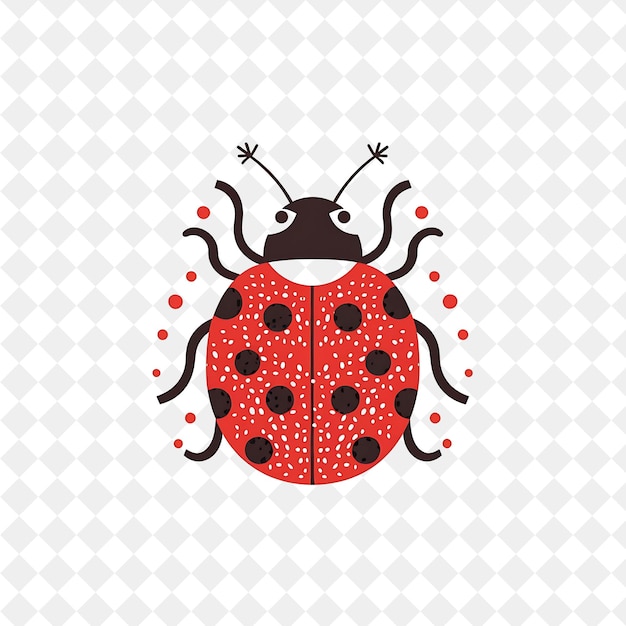 ladybug on a white background with hearts and dots vector art illustration