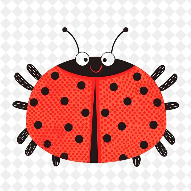 a ladybug with black dots and a red ladybug on the front