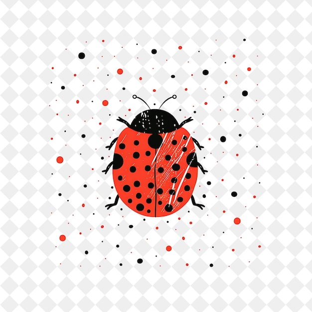 a ladybug with black dots on a white background