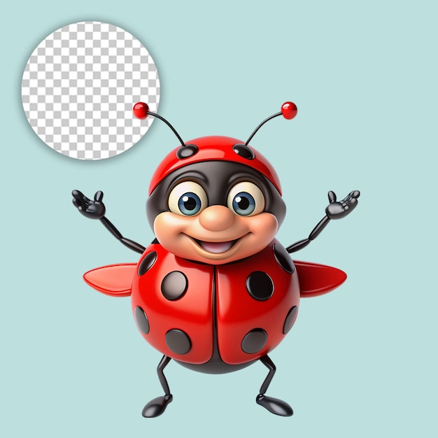 PSD ladybugs insect flat illustration on transparent background