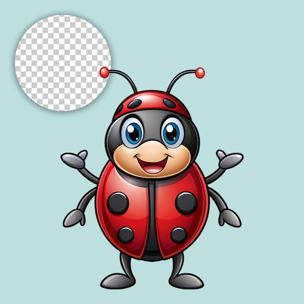 PSD ladybugs insect flat illustration on transparent background