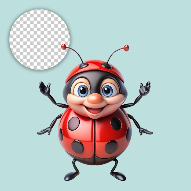 PSD ladybugs insect flat illustration on transparent background