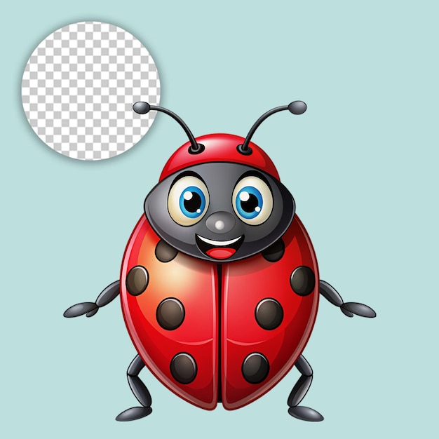 PSD ladybugs insect flat illustration on transparent background