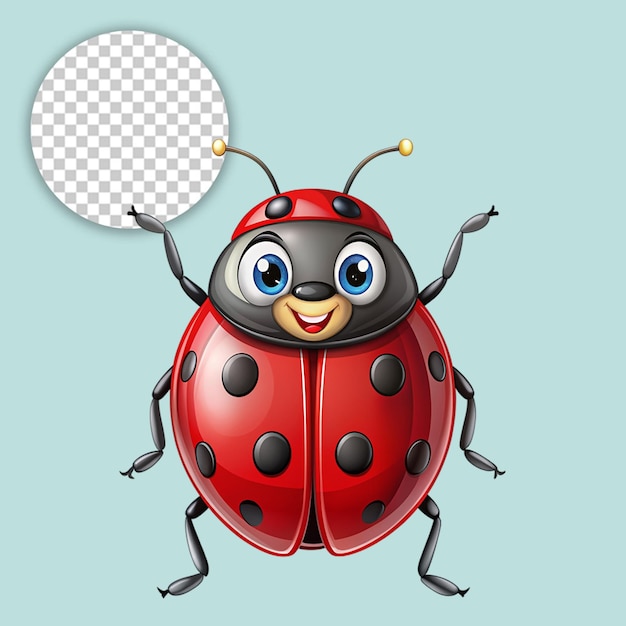 PSD ladybugs insect flat illustration on transparent background