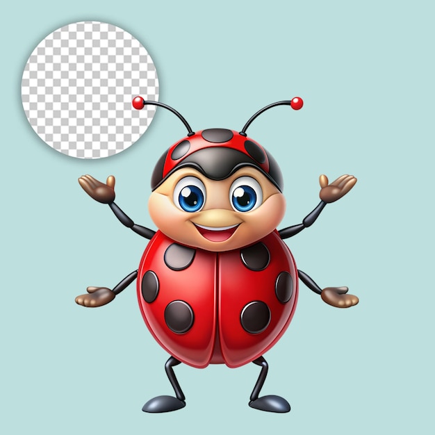 PSD ladybugs insect flat illustration on transparent background