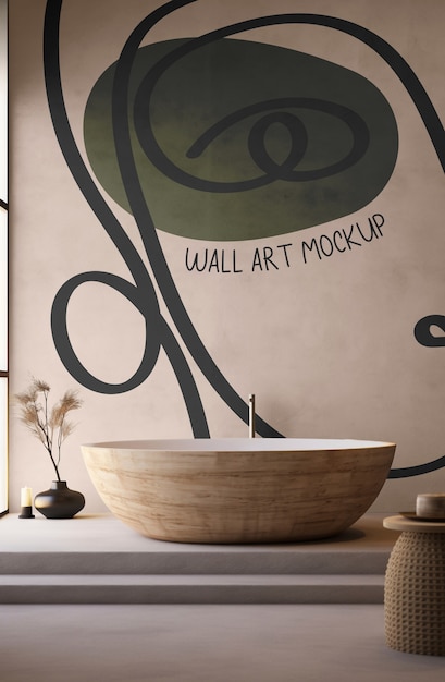 Lagom and japandi trend mural mockup