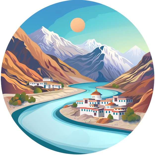 PSD lahaul and spiti indian illustration