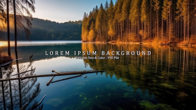 Lake in a mountain valley Large stone in the lake Mountainous terrain Selective focus on stone