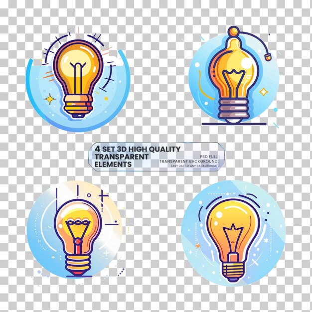 PSD lamp light bulb lineal color icon idea symbol sim on transparent background