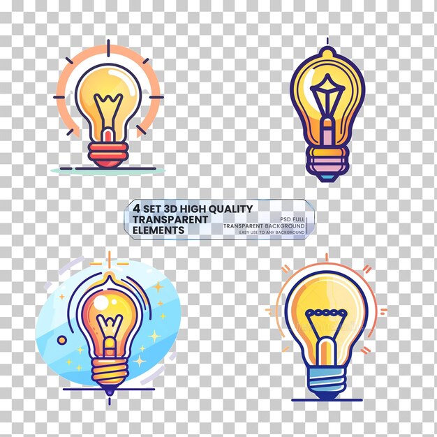 PSD lamp light bulb lineal color icon idea symbol sim on transparent background