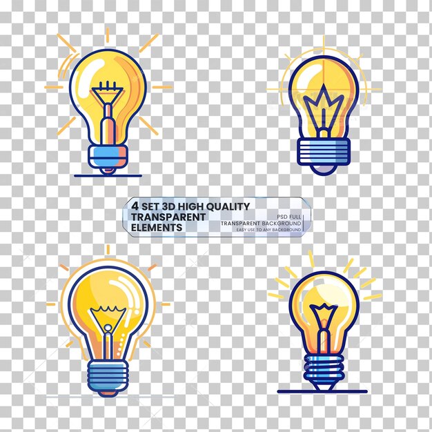 PSD lamp light bulb lineal color icon idea symbol sim on transparent background