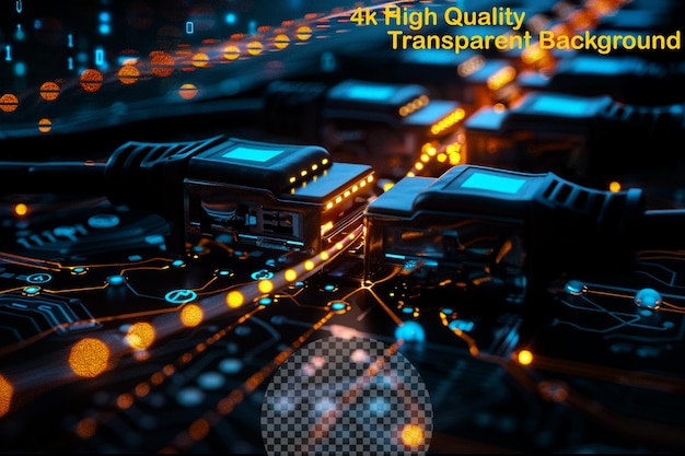 PSD lan network connects computers and devices on transparent background