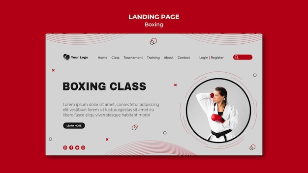 Landing page for boxing training