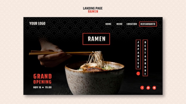 PSD landing page for japanese ramen restaurant