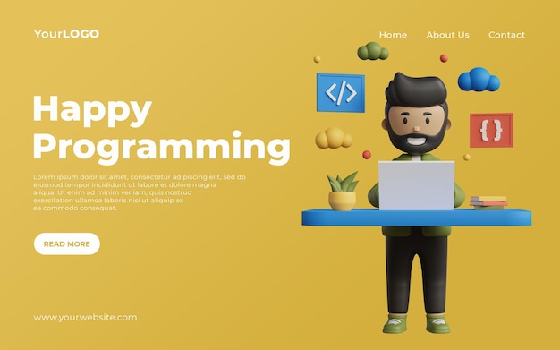 Landing page programmer day home page uiux Premium Psd