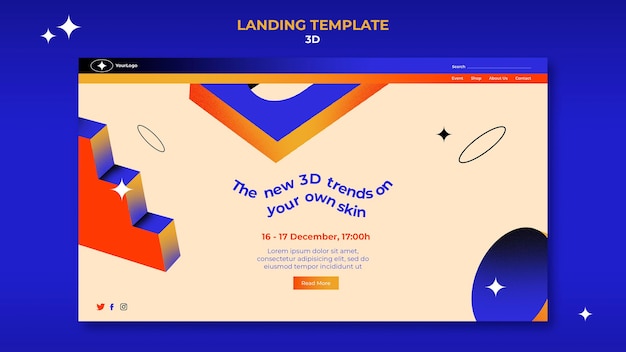 Landing page template for 3d trends