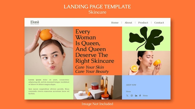 Landing page template beauty woman skincare