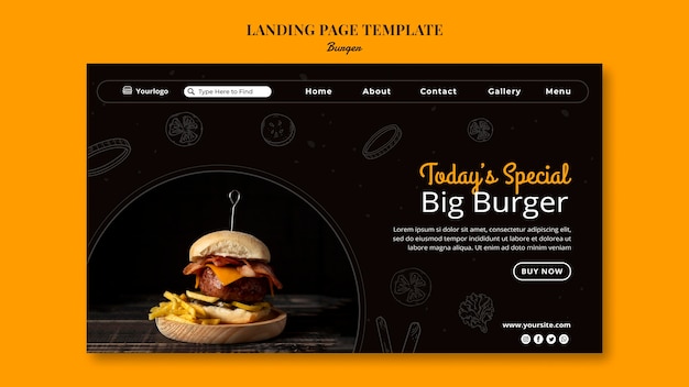 PSD landing page template for burger bistro