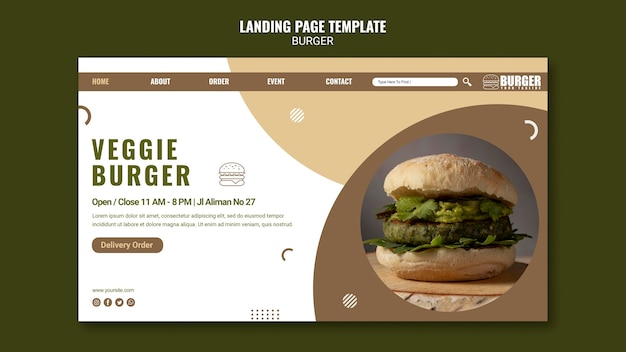 PSD landing page template for burger restaurant