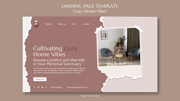 Landing page template Cozy Home Vibes earth tone sweet minimalist and paper