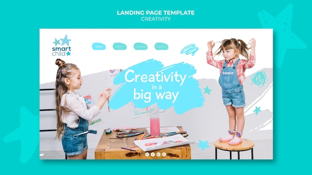 Landing page template for creative kids having fun