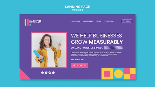 Landing page template for creative marketing agency