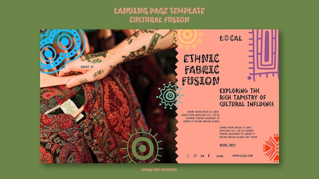 Landing page template Cultural Fusion ethnic fabric and pattern