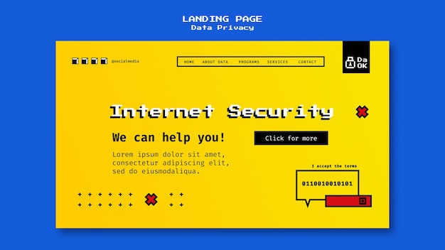 Landing page template for cyber security service