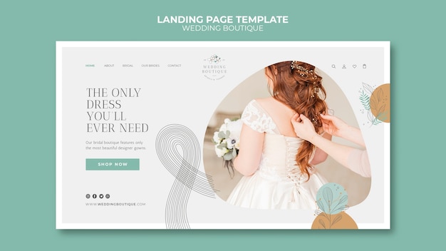 Landing page template for elegant wedding boutique