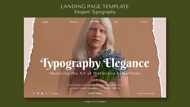 Landing page template flower woman elegant typography earth tone