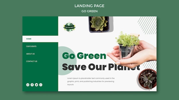 Landing page template for going green and eco-friendly