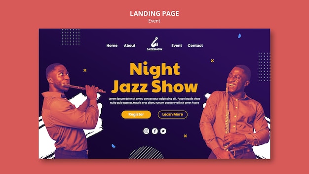 Landing page template for jazz music event