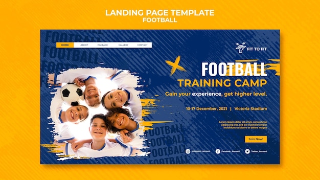 Landing page template for kids football training