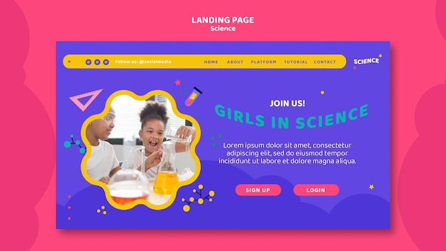 PSD landing page template for kids science