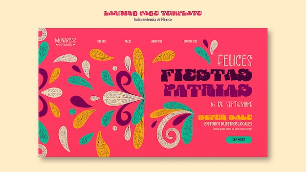 Landing page template for mexico independence celebration