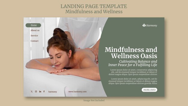 Landing page template Mindfulness and Wellness green earth tone pallet color