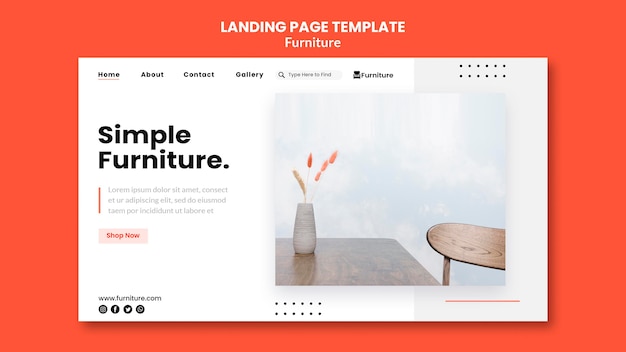 Landing page template for minimalist furniture designs