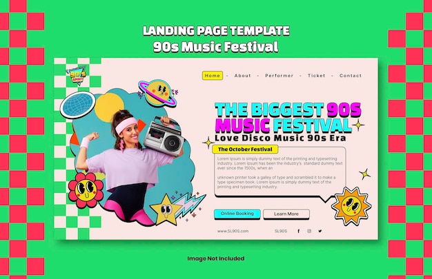 Landing page template music festival retro 2023