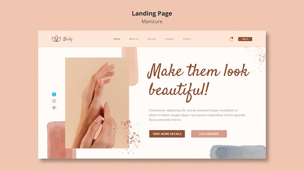 Landing page template for nail salon