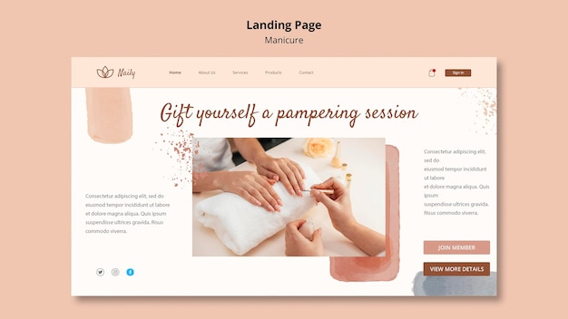 Landing page template for nail salon