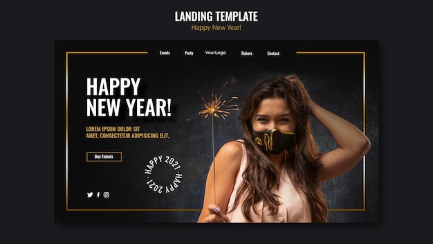 Landing page template for new year celebration