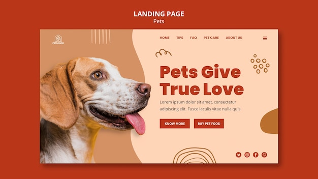 Landing page template for pets with cute dog