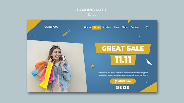 Landing page template for retail sale