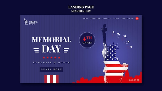 Landing page template for usa memorial day