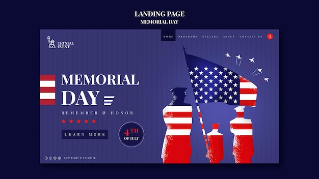 PSD landing page template for usa memorial day