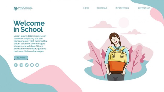 landing page template with Welcome to School