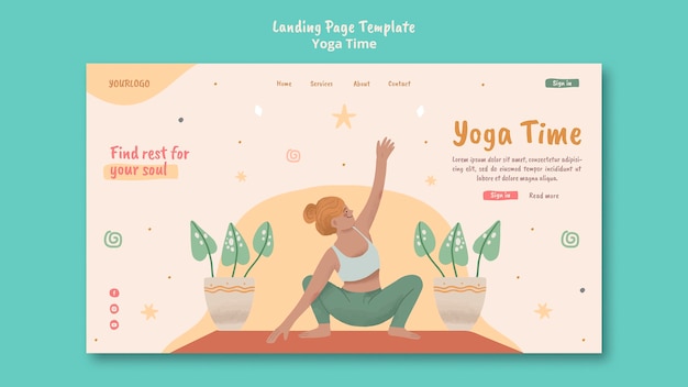 Landing page template for yoga time